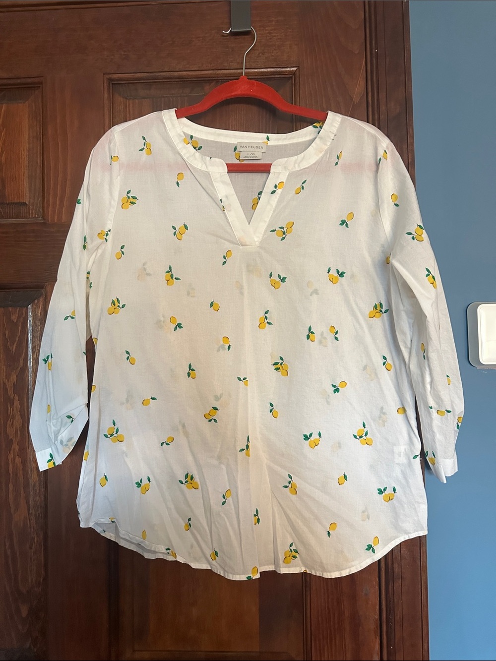 Van Heusen White Tunic with Yellow Lemon Print